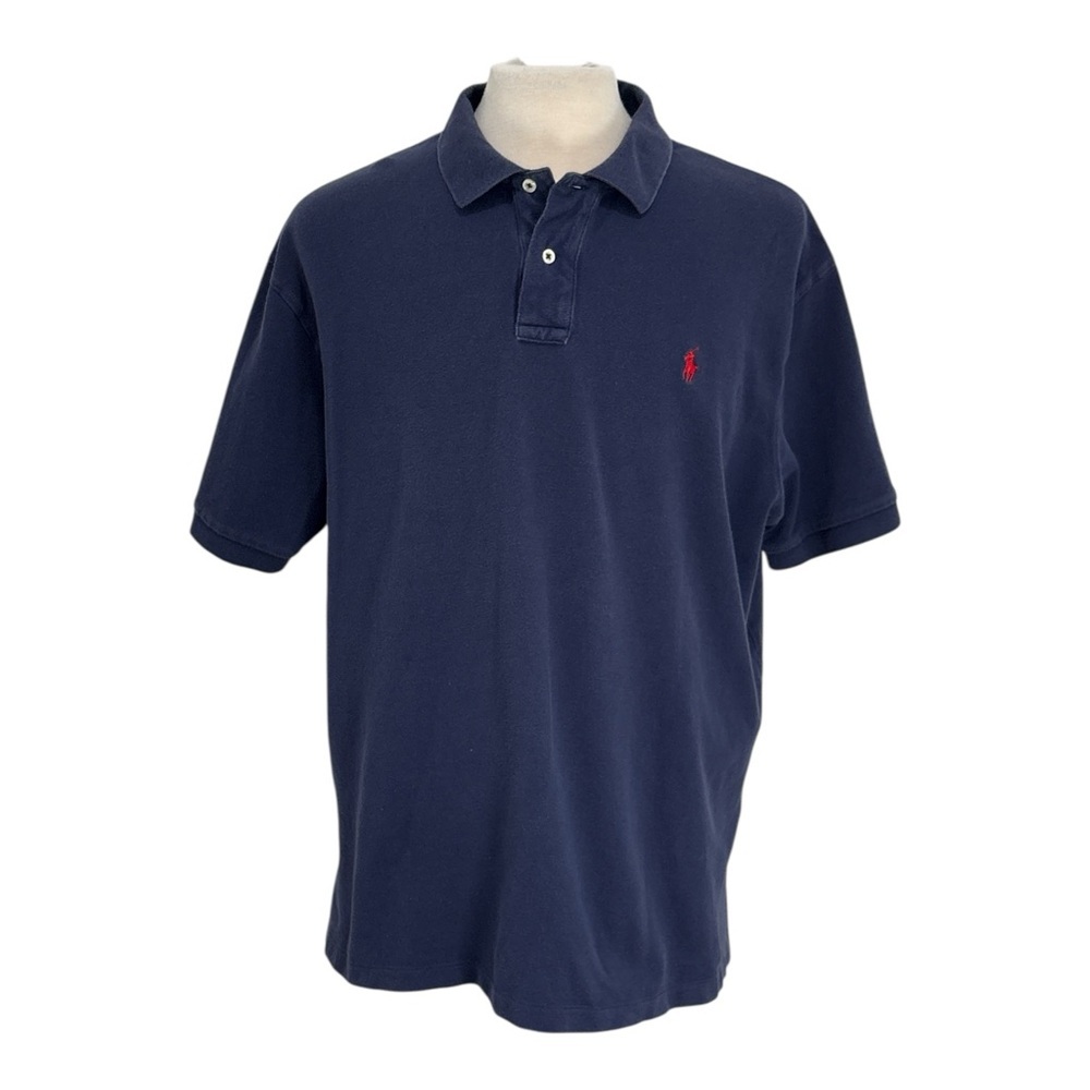Polo Ralph Lauren Shirt Men's XXL Navy Blue Short Sleeve Polo Red Pony Classic